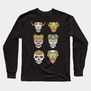 Skull head fancy art set witn gems diamond silver and gold design. Long Sleeve T-Shirt